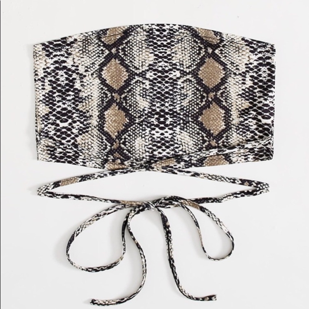 snake print crop top/ tube top